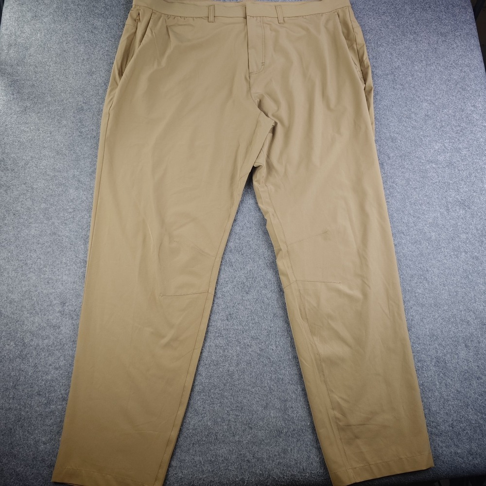 Fabletics Pants Mens 44x34 Beige Solid Flat Front Performance Polyester